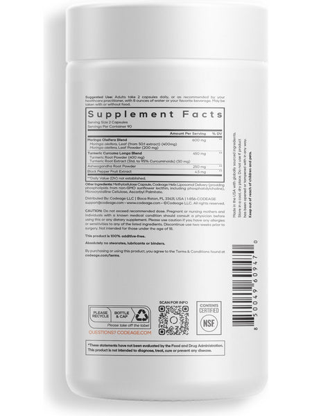 Codeage, Liposomal Moringa+, 180 Vegetable Capsules