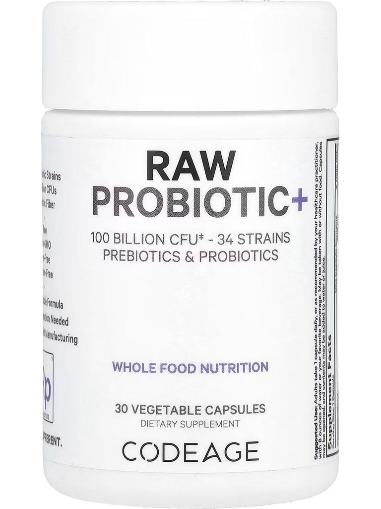 Codeage, Raw Probiotic+, 30 Vegetable Capsules