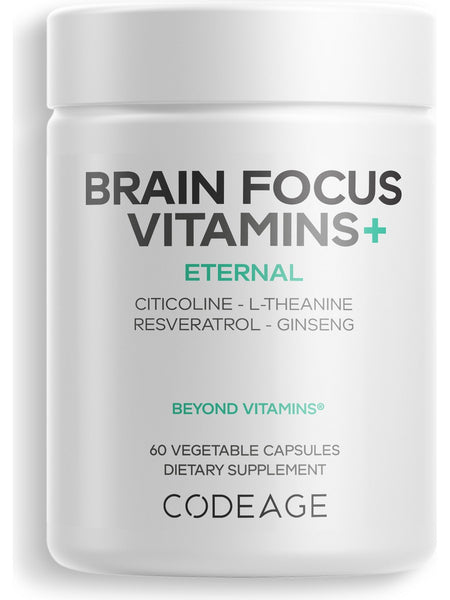 Codeage, Brain Focus Vitamins+, 60 Vegetable Capsules