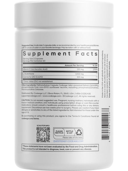 Codeage, Liposomal Glutathione+, 1000 mg, 120 Vegetable Capsules