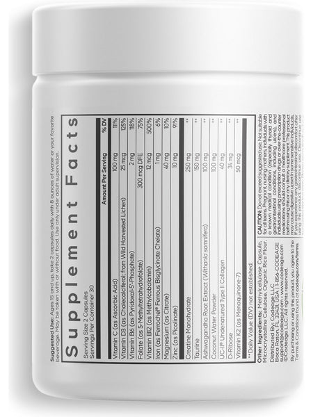 Codeage, Teen Athlete Multivitamin, 60 Vegetable Capsules