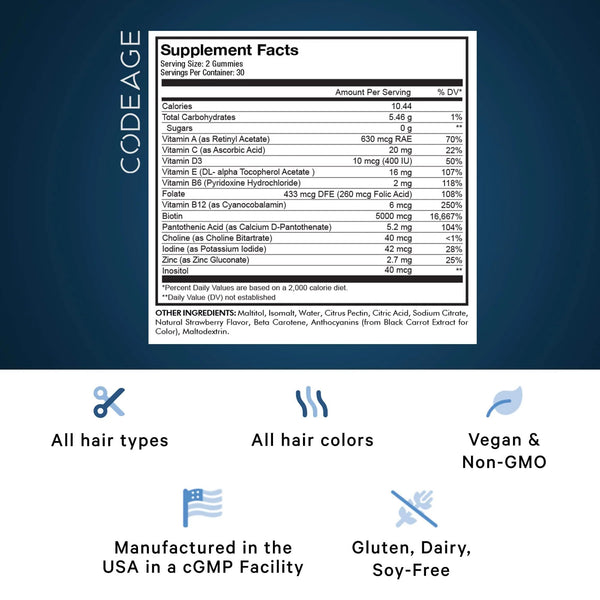 Codeage, Hair Gummies, 60 Gummies