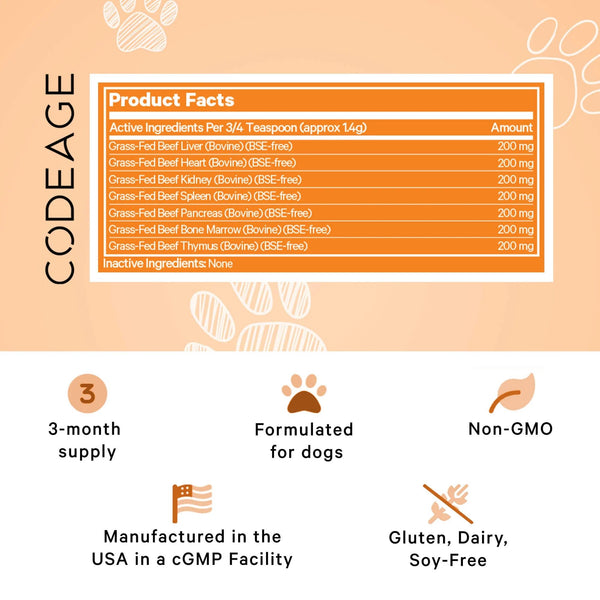 Codeage, DNA PET, Happy Healthy Organs for Dogs, 3 oz