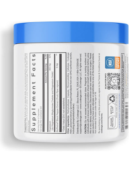 Codeage, Liposomal Magnesium Glycinate, 240 Vegetable Capsules