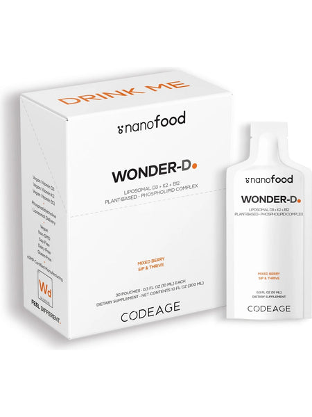 Codeage, Wonder-D, Liposomal D3+K2+B12, Mixed Berry, 30 Pouches, 0.3 fl oz