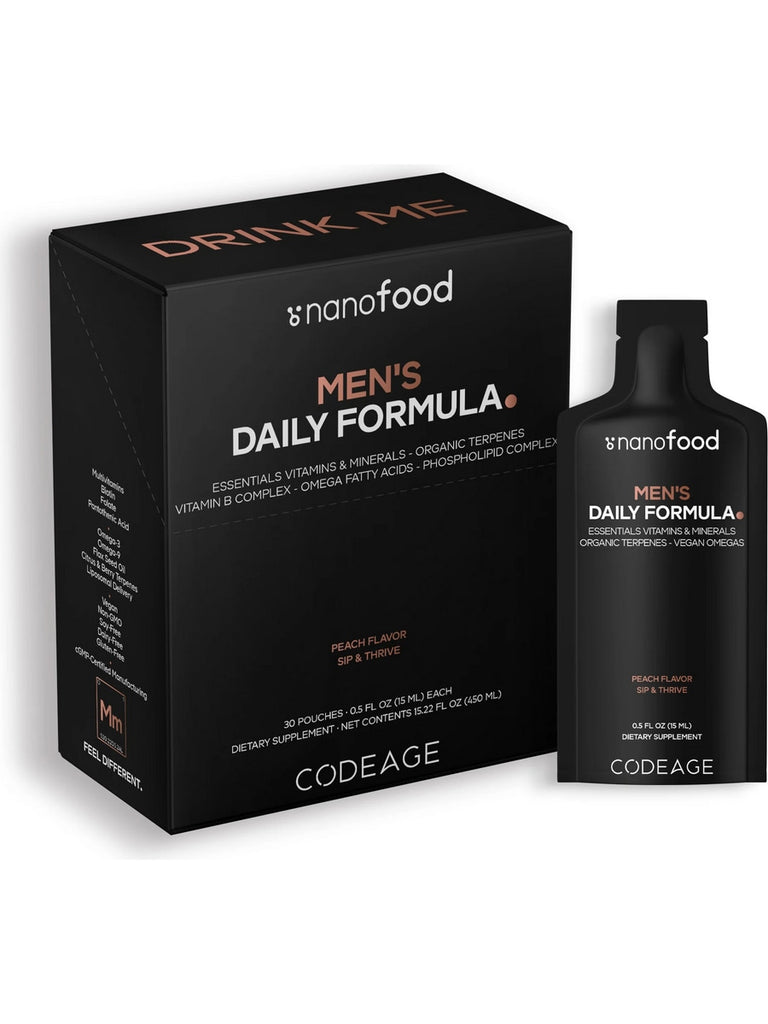 Codeage, Men's Daily Formula, Liposomal Delivery, Essential Vitamins + Omega-3, Peach, 30 Pouches, 0.5 fl oz