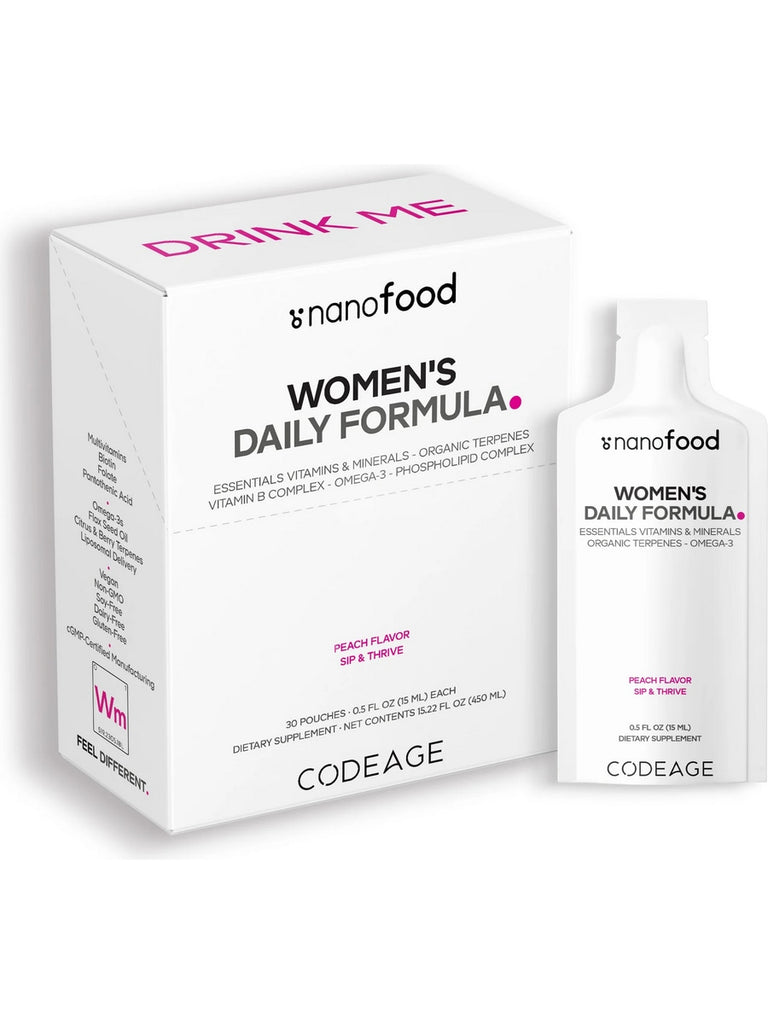 Codeage, Women's Daily Formula, Liposomal Delivery, Essential Vitamins + Omega-3, Peach, 30 Pouches, 0.5 fl oz