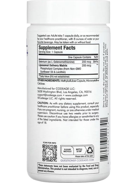 Codeage, Liposomal Selenium+, 180 Capsules