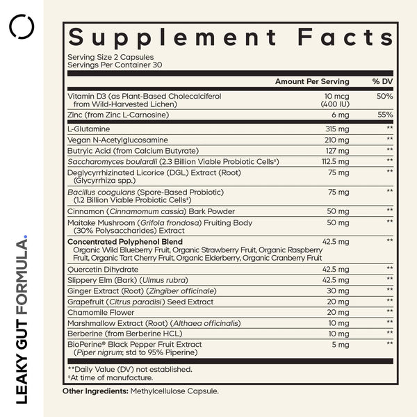 Codeage, Leaky Gut Formula, 60 Vegetable Capsules