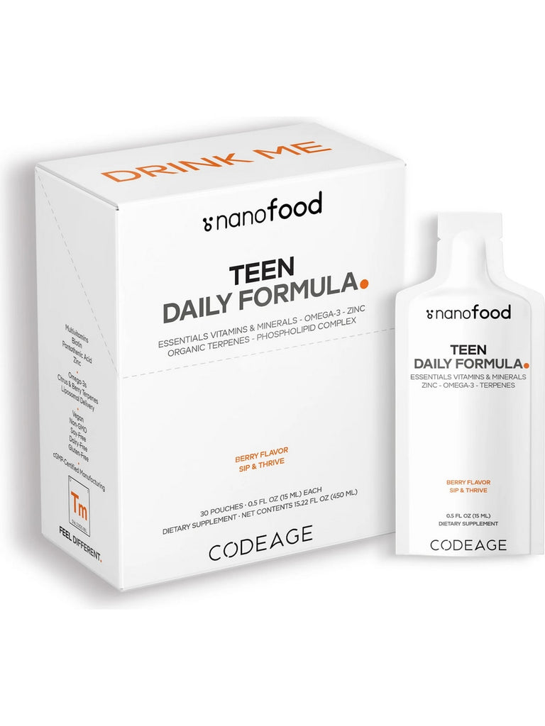 Codeage, Teen Daily Formula, Liposomal Delivery, Essential Vitamins + Omega-3, Berry, 30 Pouches, 0.5 fl oz