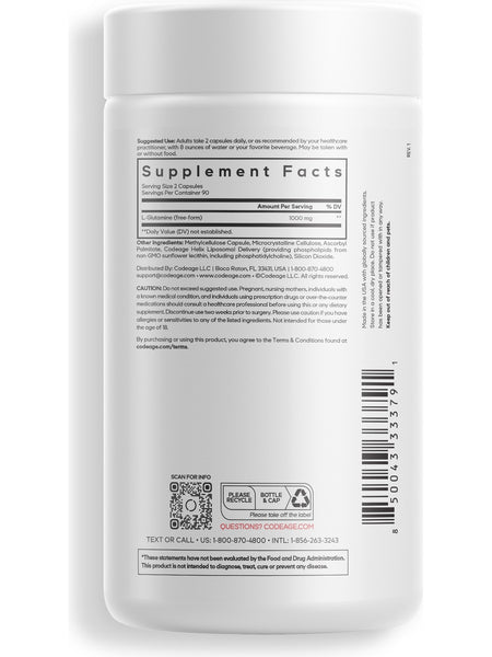 Codeage, Liposomal L-Glutamine, 180 Vegetable Capsules