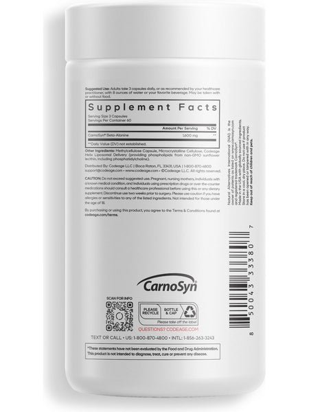 Codeage, Liposomal Beta-Alanine, 180 Vegetable Capsules