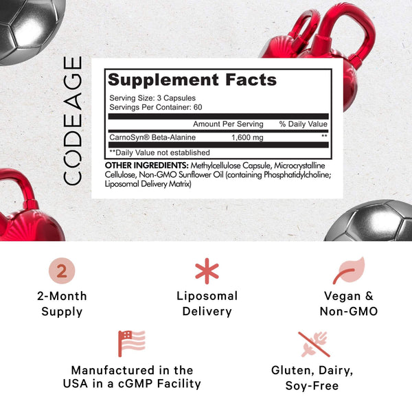 Codeage, Liposomal Beta-Alanine+, 180 Capsules