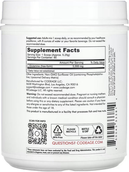 Codeage, Liposomal L-Glutamine+ Powder, 16.67 oz