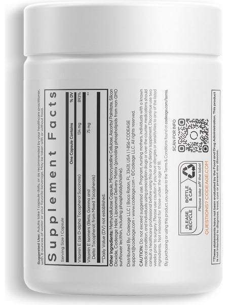 Codeage, Liposomal Vitamin E+, 90 Vegetable Capsules