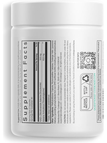 Codeage, Liposomal NAD+, 60 Vegetable Capsules
