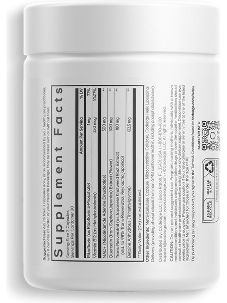 Codeage, Liposomal NAD+ Ultra, 90 Vegetable Capsules