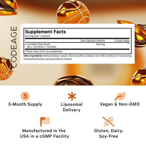 Codeage, Liposomal L-Carnitine+, 90 Capsules