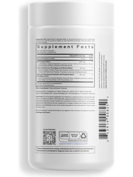 Codeage, Gut Health Formula, 180 Vegetable Capsules