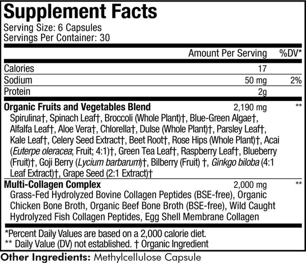 Codeage, Multi Collagen Raw Greens, 180 Capsules