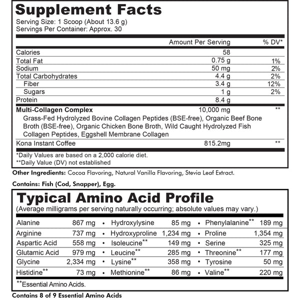 Codeage, Multi Collagen Peptides, Chocolate Mocha Flavor, 14.39oz