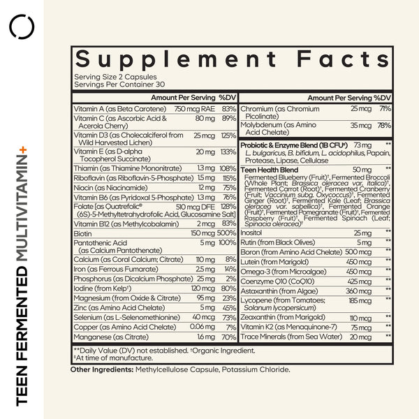 Codeage, Teen Fermented Multivitamin+, 60 Vegetable Capsules