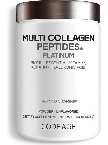Codeage, Multi Collagen Peptides Platinum, Unflavored, 11.5 oz