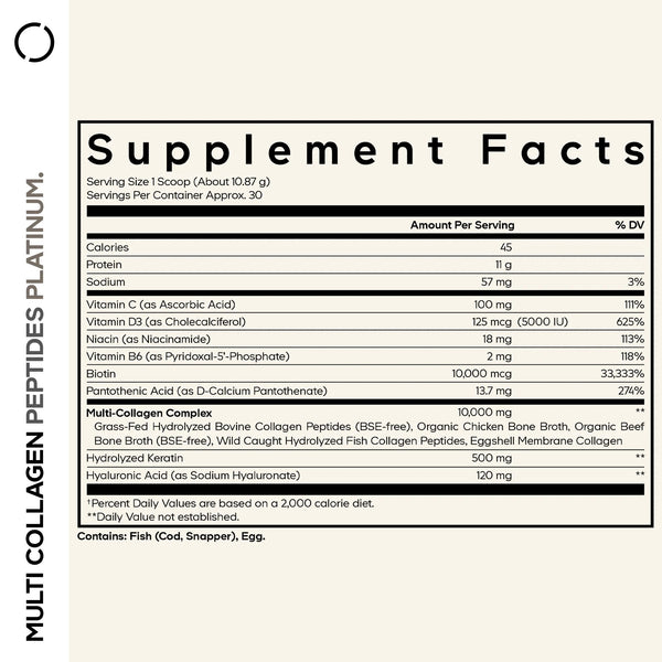 Codeage, Multi Collagen Peptides Platinum, Unflavored, 11.5 oz