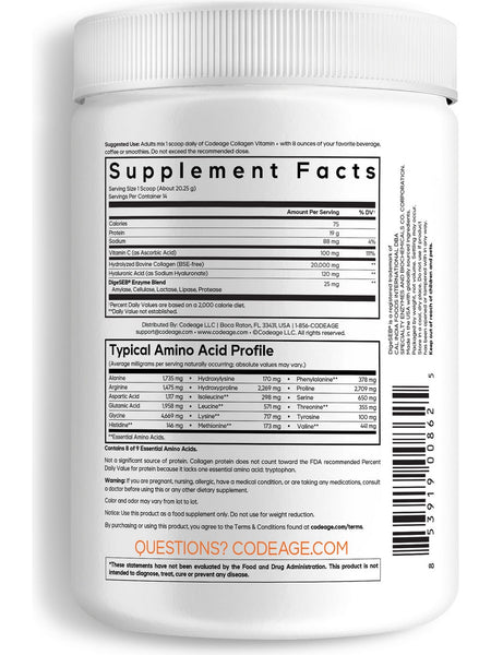 Codeage, Collagen Vitamin C+, 9.98 oz