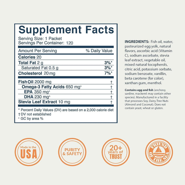Coromega, Omega-3 Squeeze Packets, Orange, 120 Individual Squeeze Packets