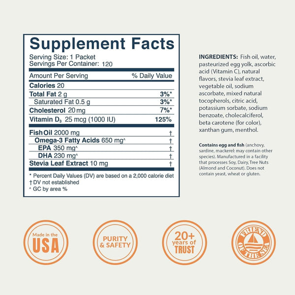 Coromega, Omega-3 Squeeze Packets, Tropical Orange, 120 Individual Squeeze Packets