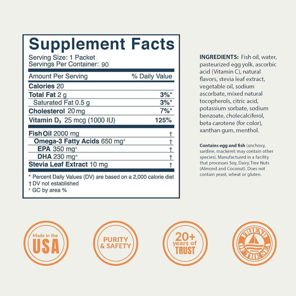 Coromega, Omega-3 Squeeze Packets, Tropical Orange, 90 Individual Squeeze Packets