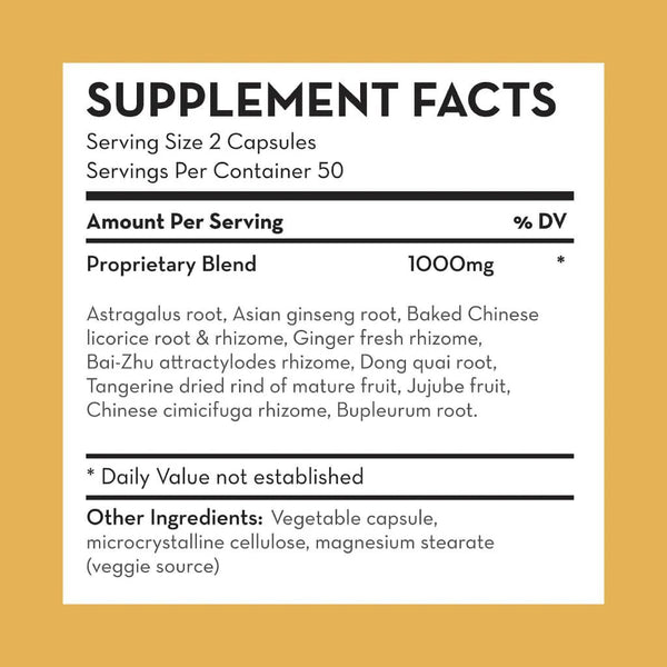DAO Labs, Bu Zhong Yi Qi Tang, Ginseng and Astragalus Combination, 100 Herbal Capsules
