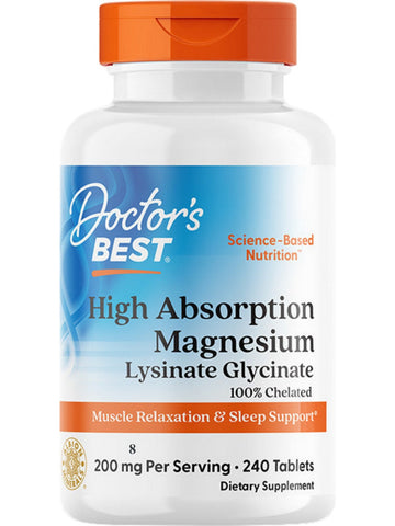 Doctor's Best High Absorption Magnesium, 200 mg, 240 Tablets
