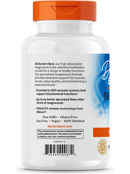 Doctor's Best High Absorption Magnesium, 200 mg, 240 Tablets