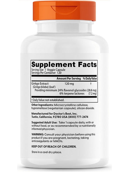 Doctor's Best, Extra Strength Ginkgo, 120 mg, 120 Veggie Caps