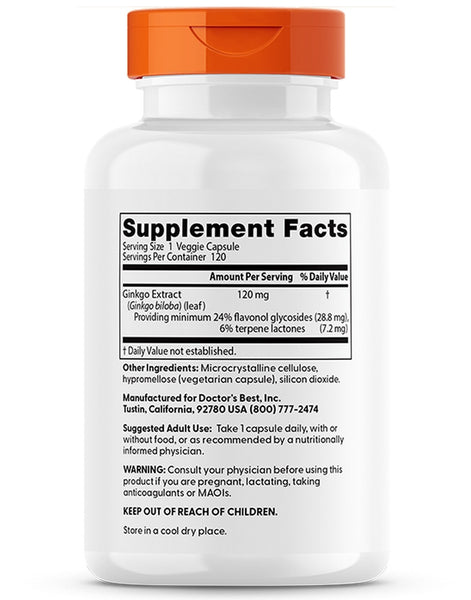 Doctor's Best, Extra Strength Ginkgo, 120 mg, 120 Veggie Caps