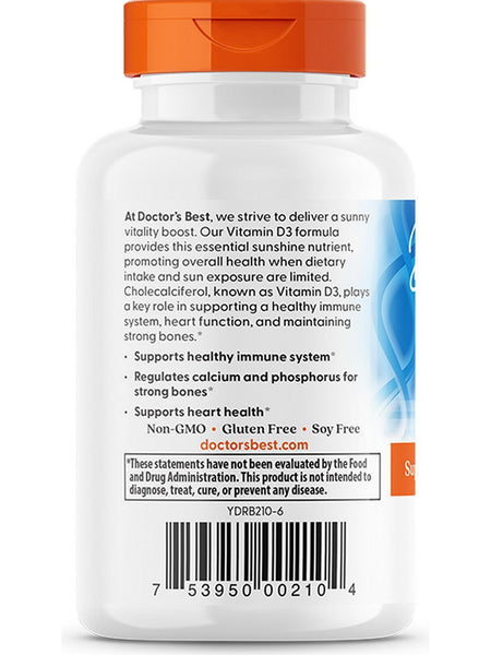 Doctor's Best, Vitamin D3, 2,000 IU, 180 Softgels