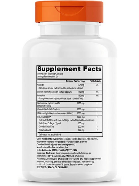 Doctor's Best Glucosamine Chondroitin MSM + Hyaluronic Acid, 150 Veggie Caps