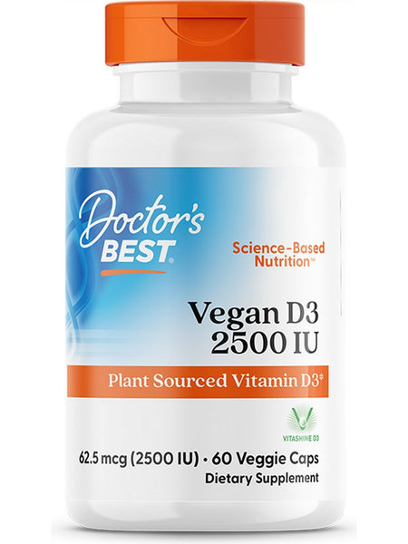 Doctor's Best, Vegan D3, 2500 IU, 60 veggie caps