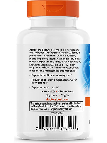 Doctor's Best, Vegan D3, 2500 IU, 60 veggie caps