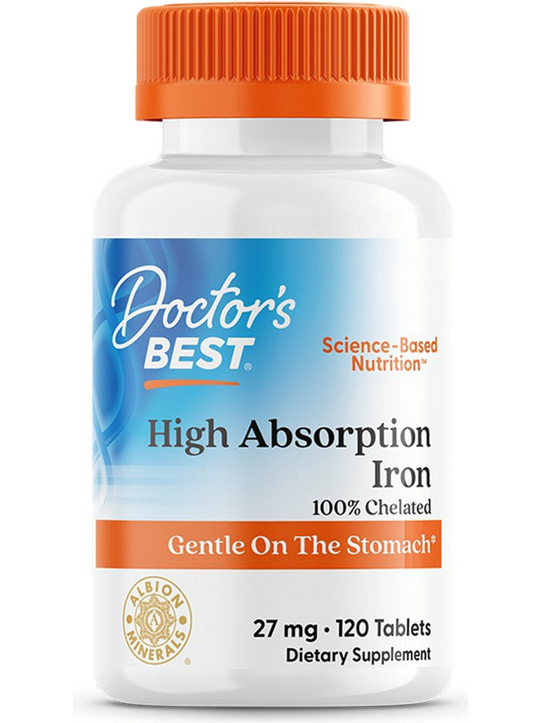 Doctor's Best, High Absorption Iron, 27 mg, 120 Tablets