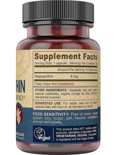 DEVA Nutrition, Vegan Astaxanthin Super Carotenoid, 4 Mg, 30 Vegan Caps