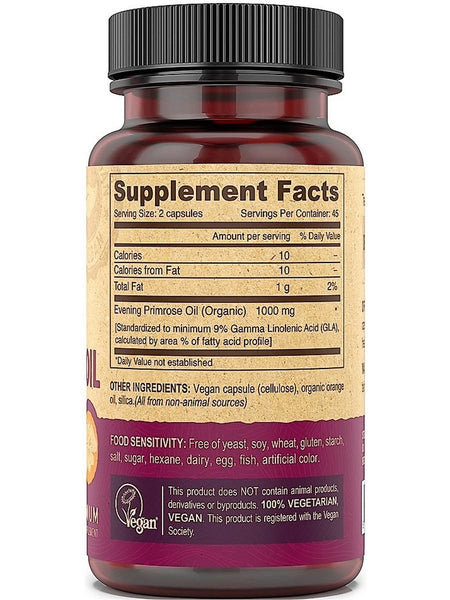 DEVA Nutrition, Vegan Evening Primrose Oil, 90 Vegan Caps