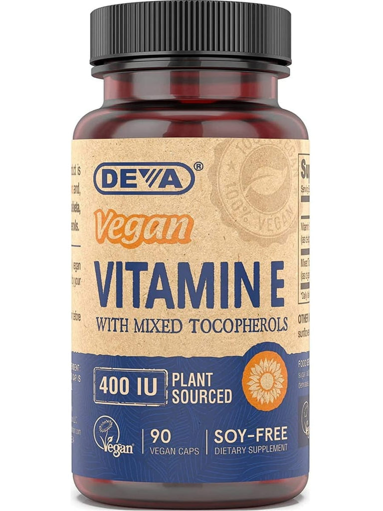 DEVA Nutrition, Vegan Vitamin E with Mixed Tocopherols, 400 IU, 90 Vegan Caps