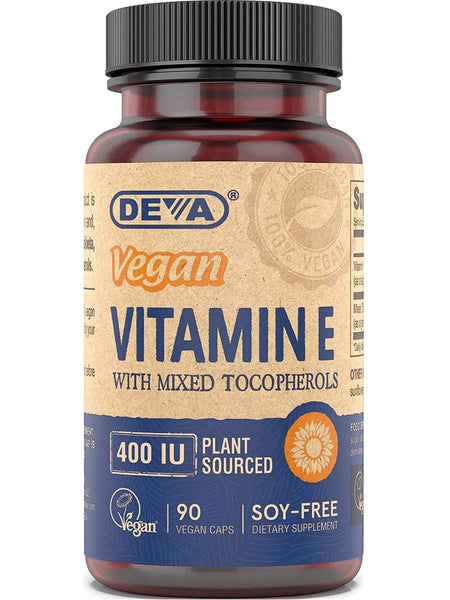 DEVA Nutrition, Vegan Vitamin E with Mixed Tocopherols, 400 IU, 90 Vegan Caps
