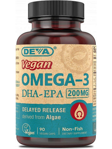 DEVA Nutrition, Vegan Omega-3 DHA & EPA, 200 Mg, Delayed Release, 90 Vegan Caps