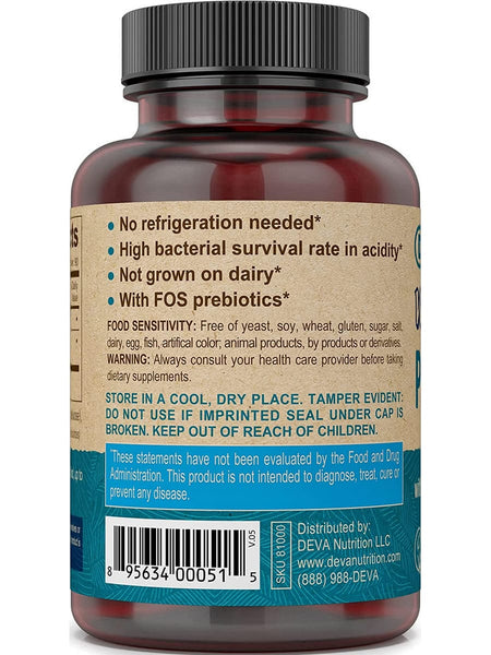 DEVA Nutrition, Vegan Probiotic with FOS prebiotics, 90 Vegan Caps