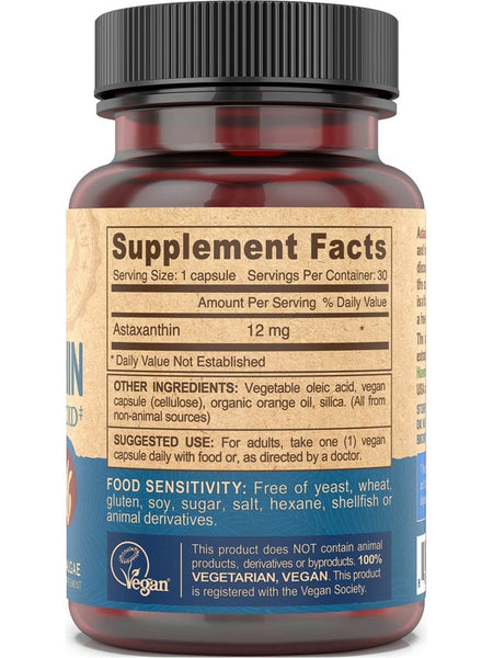 DEVA Nutrition, Vegan Astaxanthin Super Carotenoid, 12 Mg, 30 Vegan Caps
