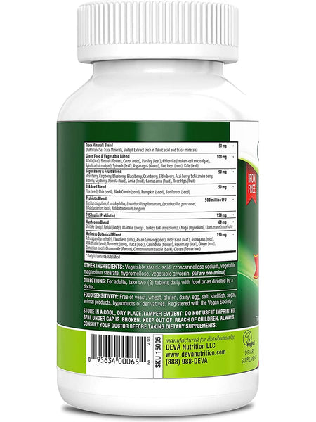 DEVA Nutrition, Vegan Tuba Prime Multivitamin & Mineral, Iron Free, 90 Coated Tablets